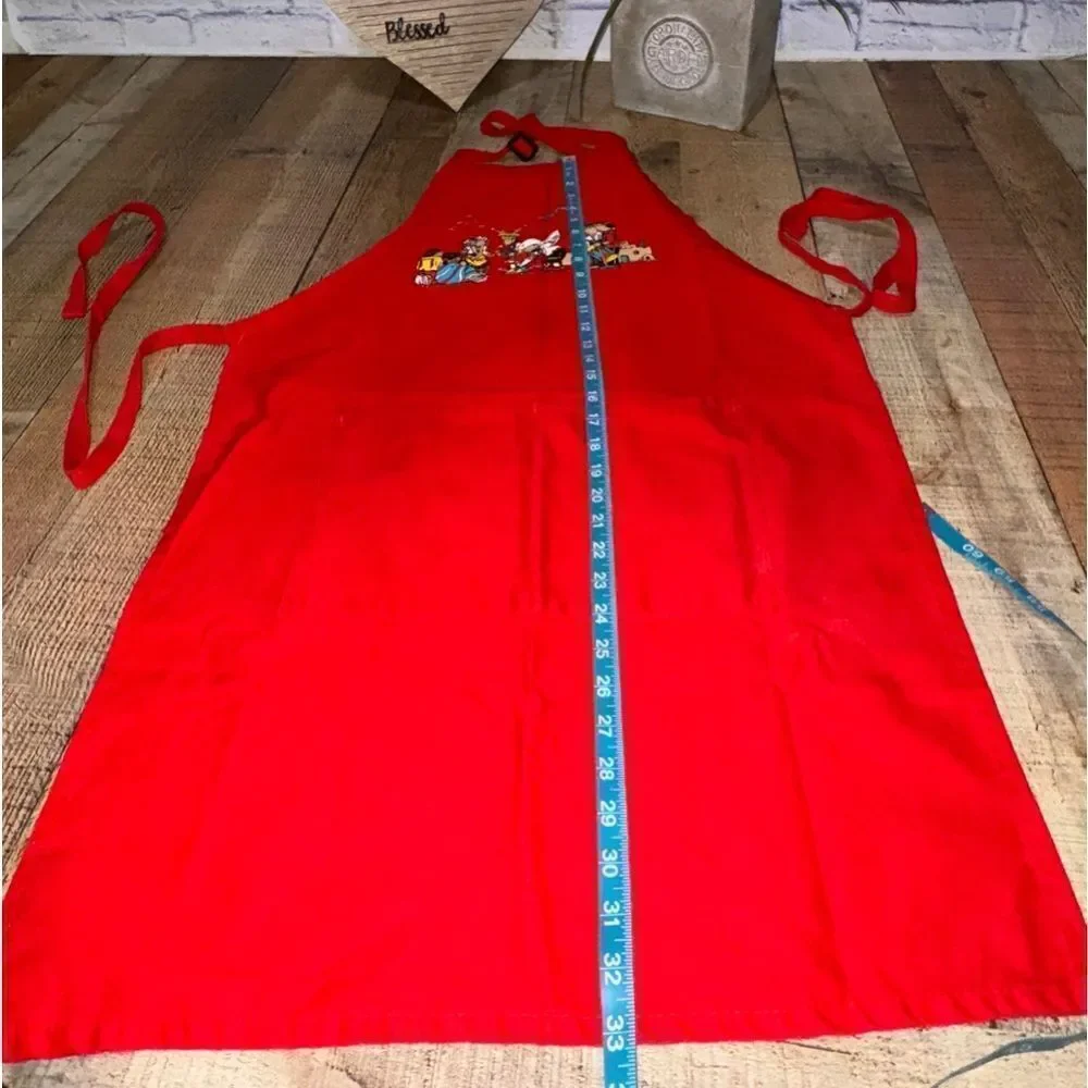 Fame Fabrics One Size Apron Style Red Native American Made In USA Vintage